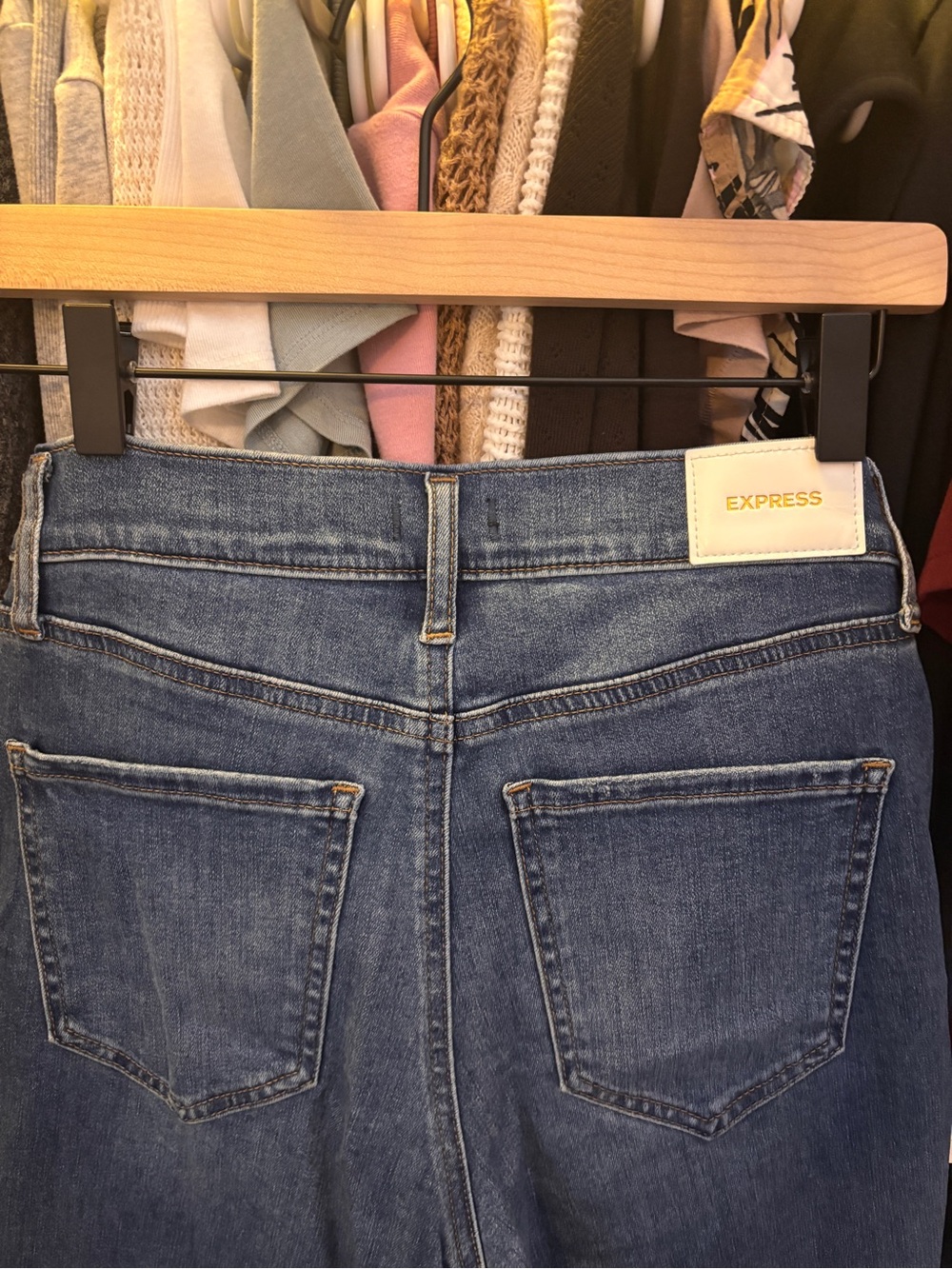 Express High-Rise Dark Blue Denim Jeans